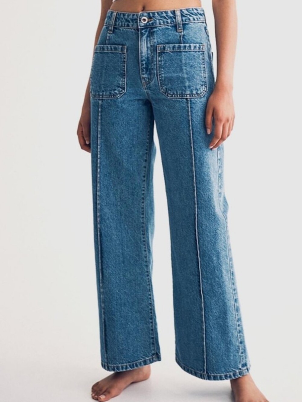 High-Rise Wide-Leg Women's Jeans — Blue